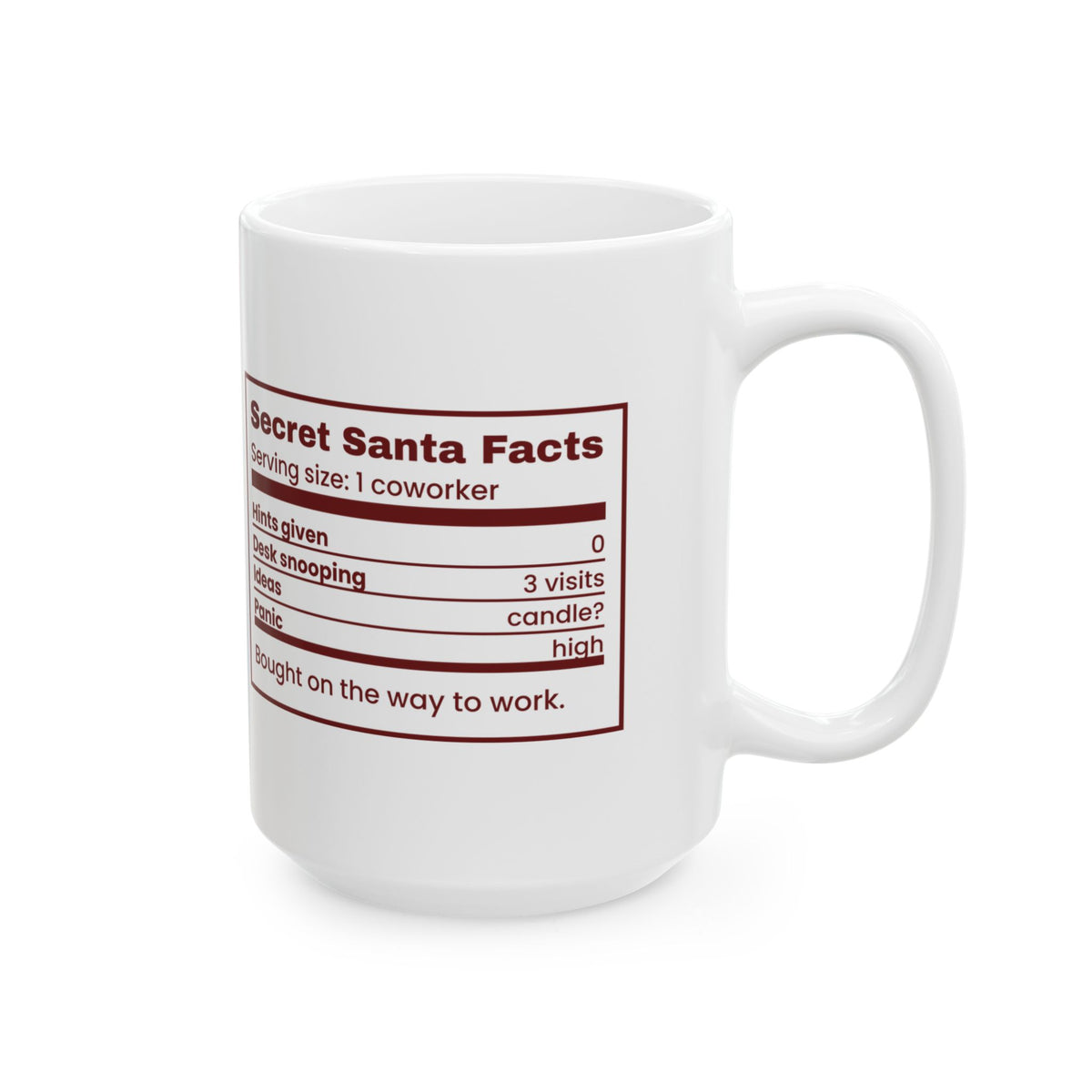 Funny Christmas Coworker Coffee Mug Secret Santa Facts Label