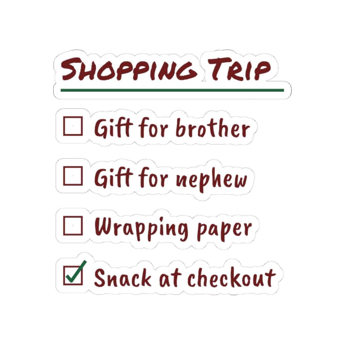 Funny Christmas Shopping Sticker Gifts Bought Zero Checklist