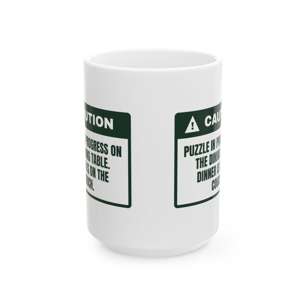 Funny Jigsaw Puzzle Coffee Mug Puzzle On The Table Dinner On The Couch