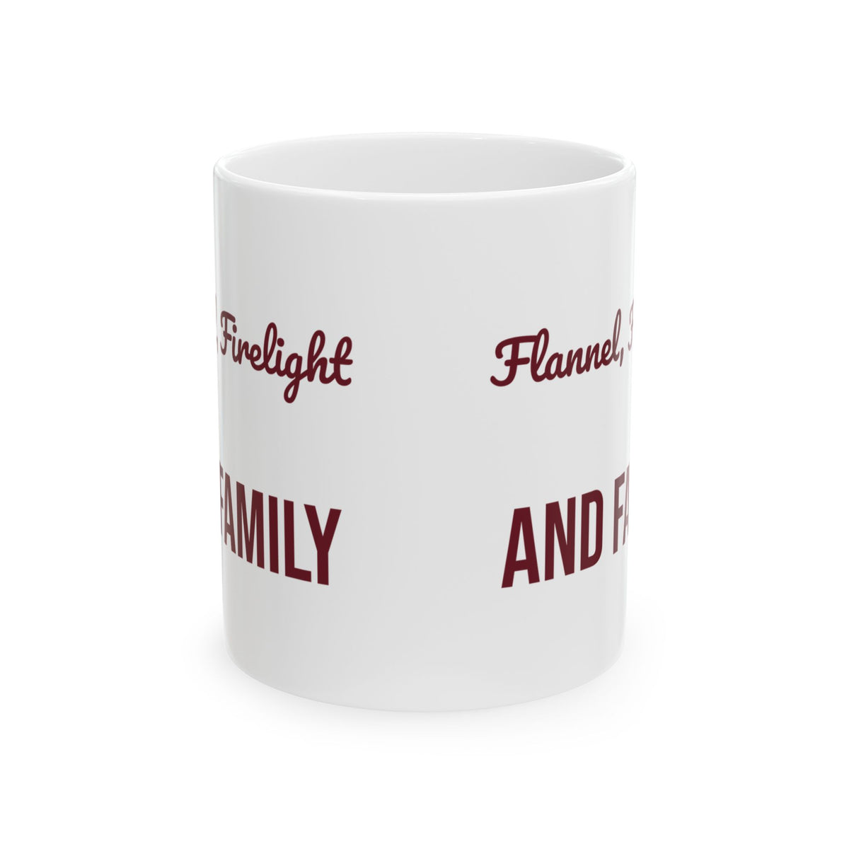 Cozy Christmas Coffee Mug Flannel Firelight And Family
