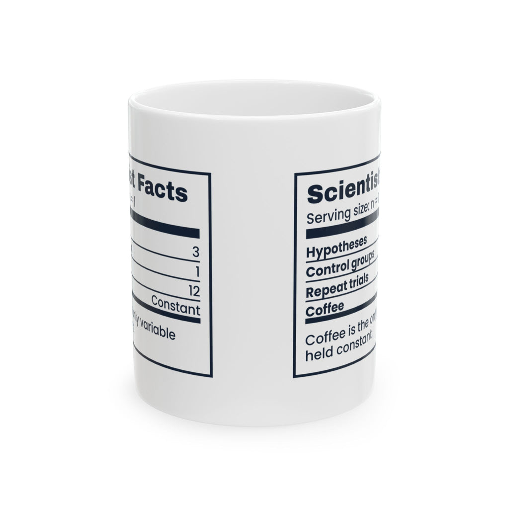 Funny Science Nerd Coffee Mug Scientist Facts Nutrition Label