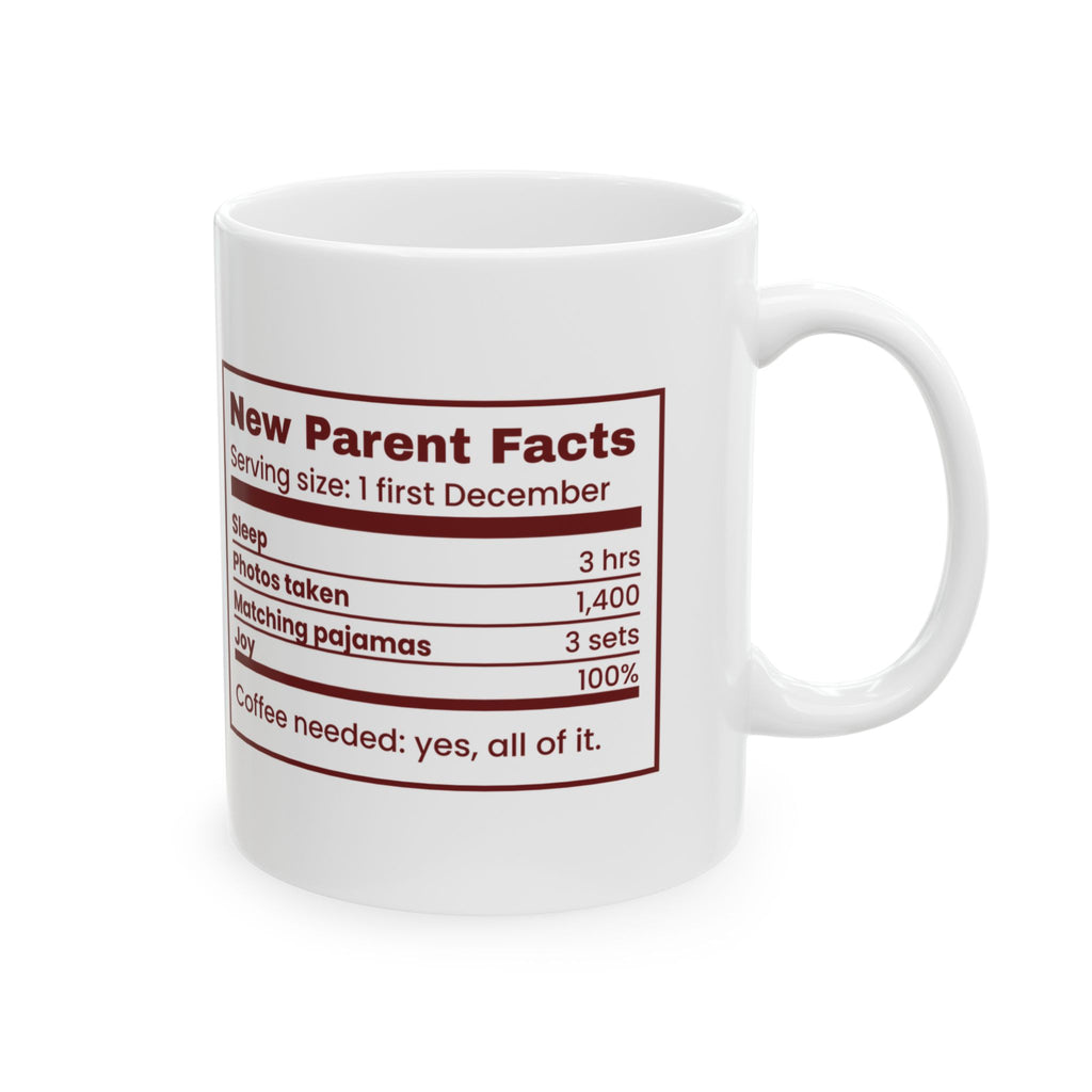 Funny Christmas Coffee Mug New Parent Facts Nutrition Label