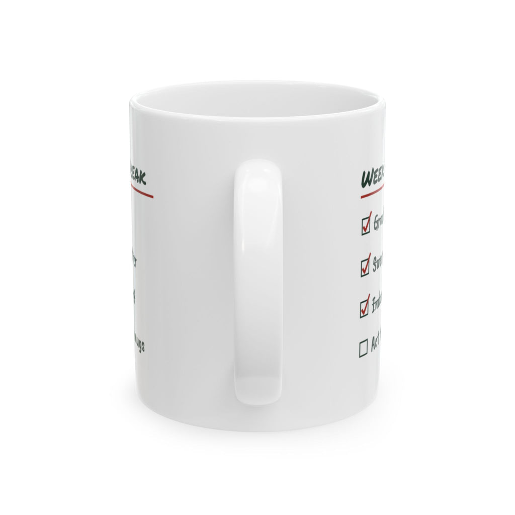 Funny Christmas Teacher Coffee Mug Week Before Break Checklist