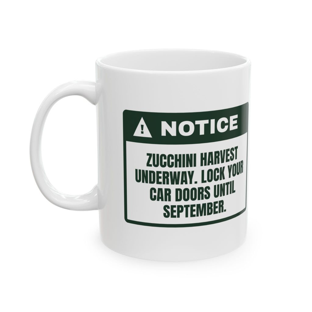 Funny Vegetable Garden Coffee Mug Zucchini Season Lock Your Car