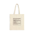 Funny Christmas Tote Bag In-Law Facts Nutrition Label For Spouses