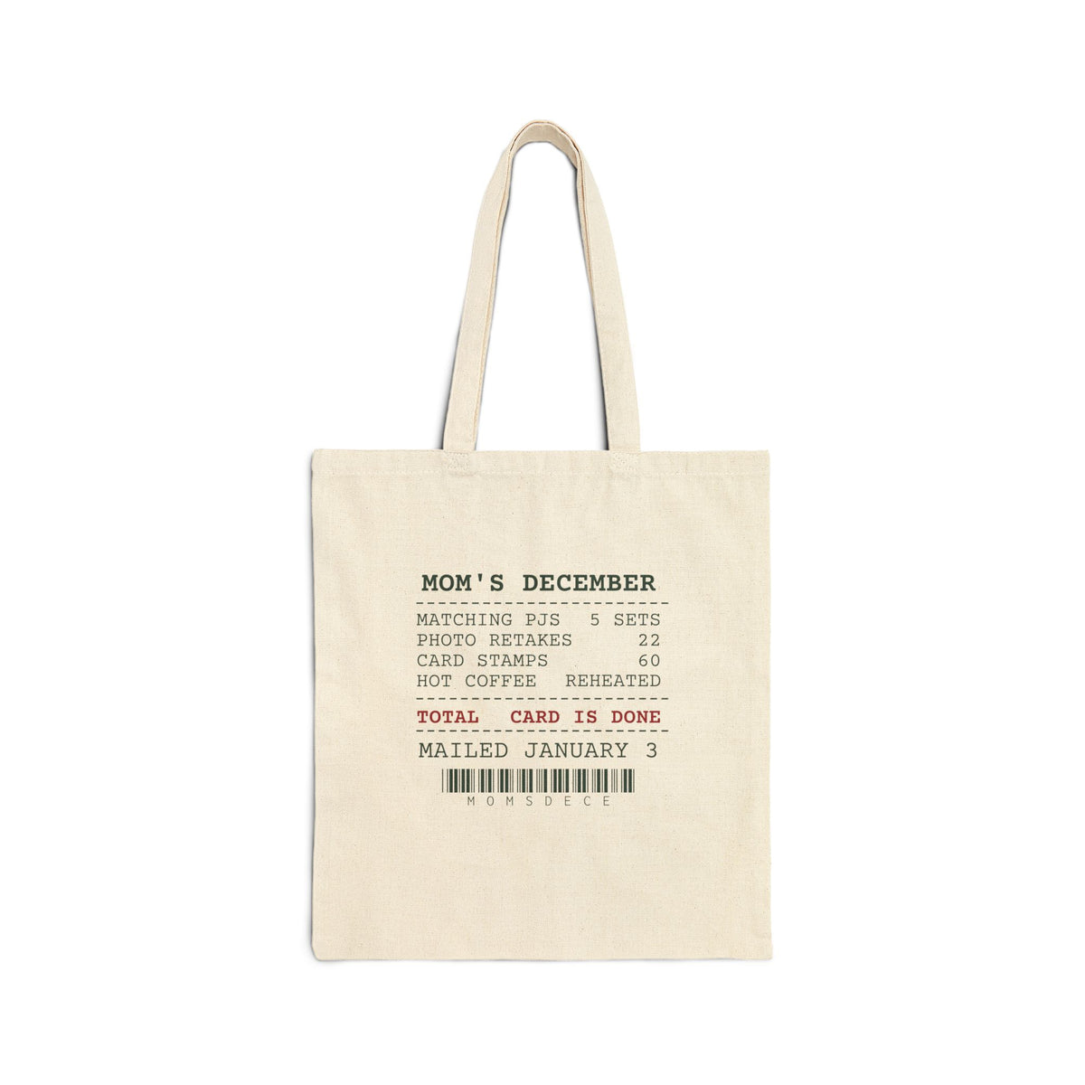 Funny Christmas Mom Tote Bag Matching PJs Photo Retakes Receipt