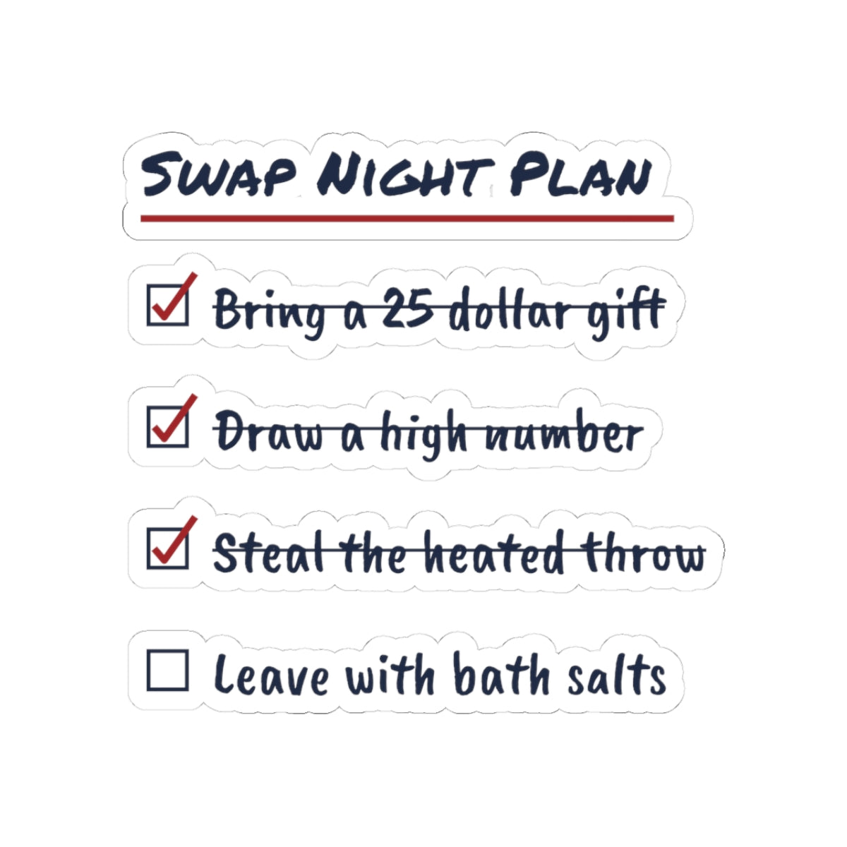 Funny White Elephant Sticker Swap Night Plan Checklist