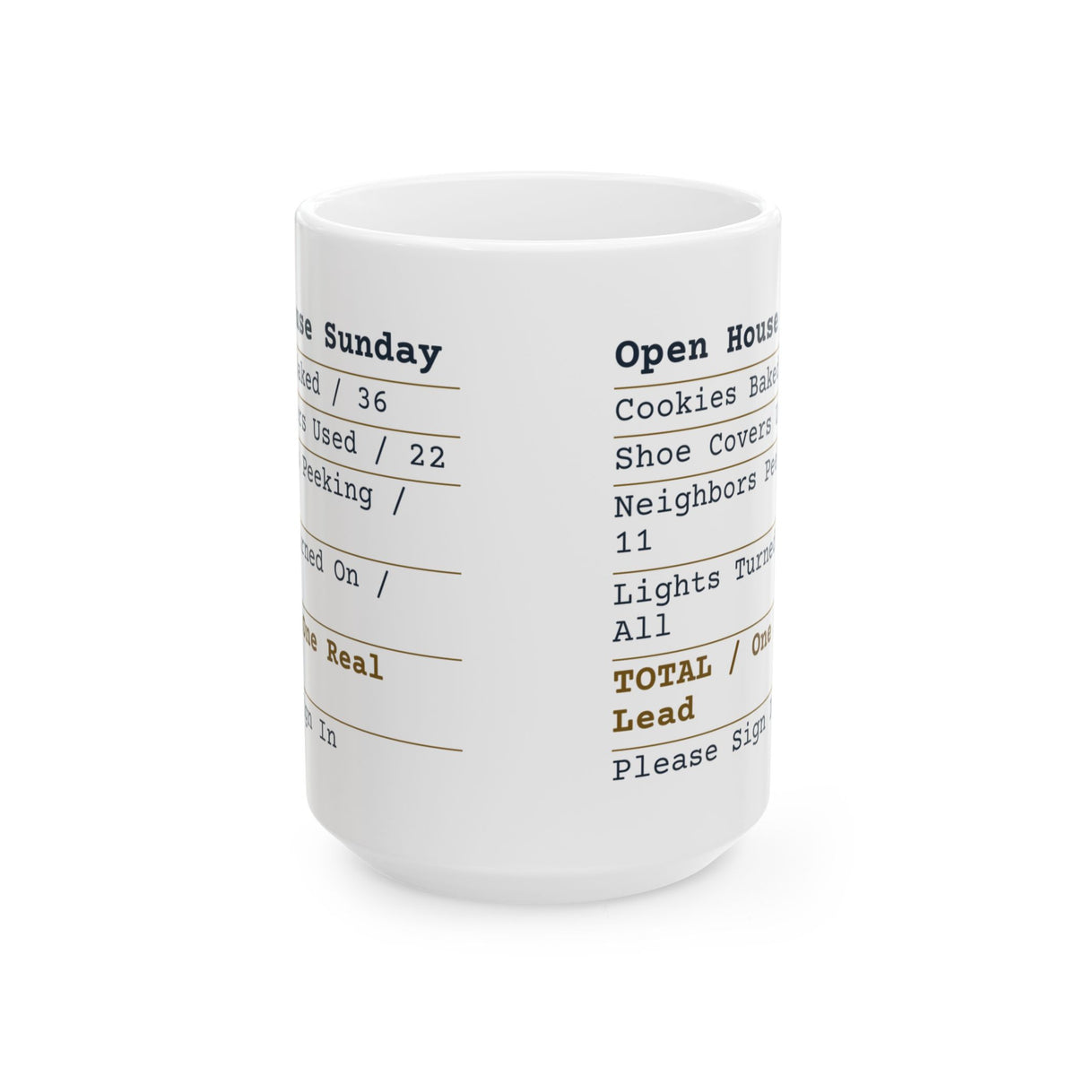 Funny Realtor Coffee Mug Open House Sunday Receipt For Agents