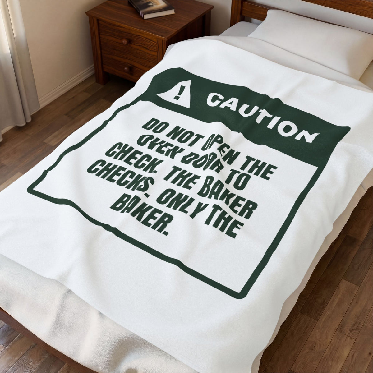 Funny Christmas Baking Throw Blanket Don't Open The Oven Caution Label