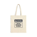 Funny Christmas Tote Bag Newlyweds Hosting Warning Label