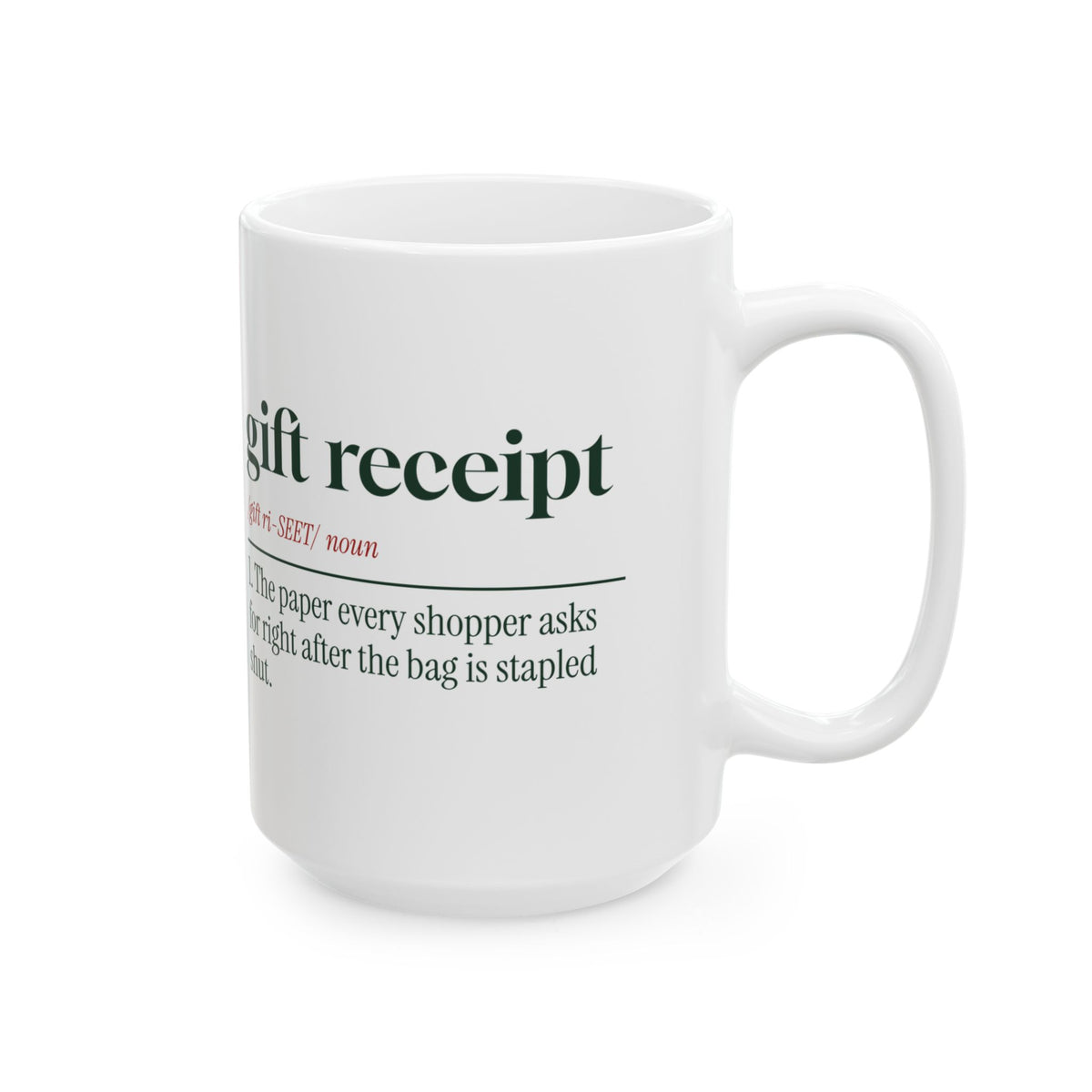 Funny Retail Christmas Coffee Mug Gift Receipt Definition For Cashiers