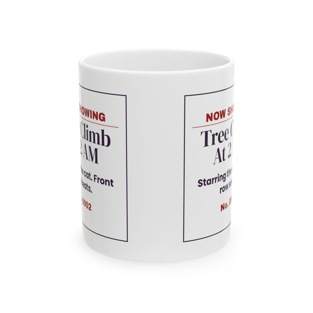 Funny Christmas Cat Coffee Mug Nightly Tree Climb Ticket For Cat Owners
