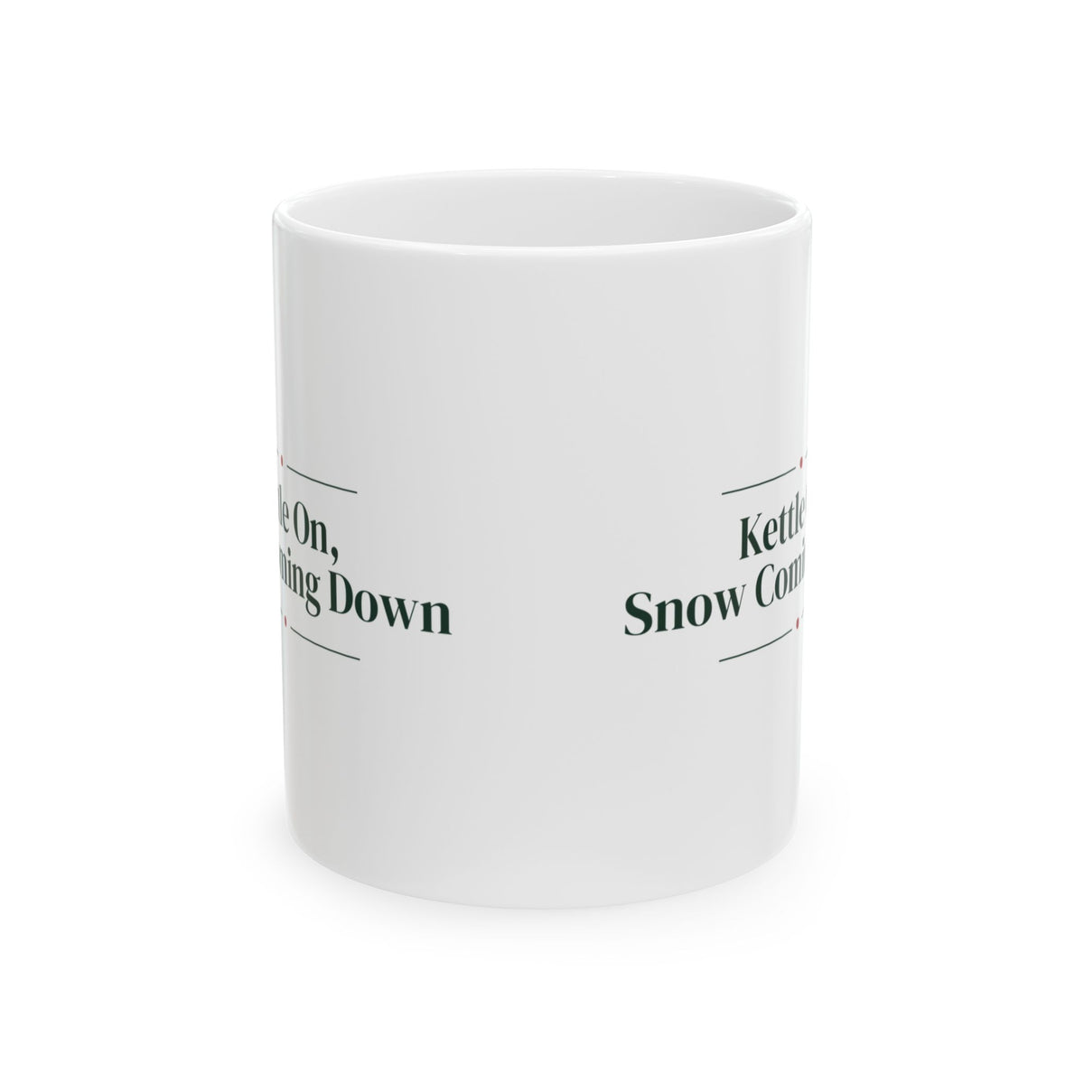Christmas Coffee Mug Kettle On Snow Coming Down Cozy Winter Cup