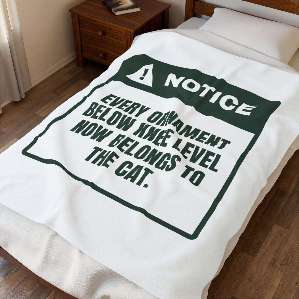 Funny Cat Christmas Throw Blanket Ornaments Below Knee Level Notice