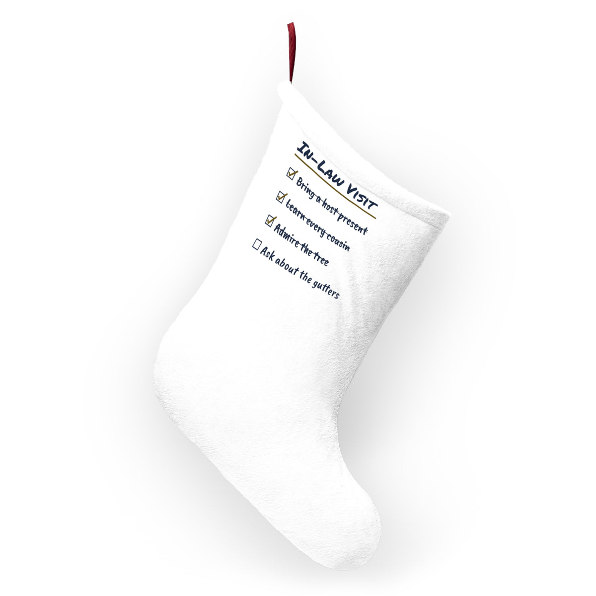 Funny Christmas Stocking In-Law Visit Checklist Ask About The