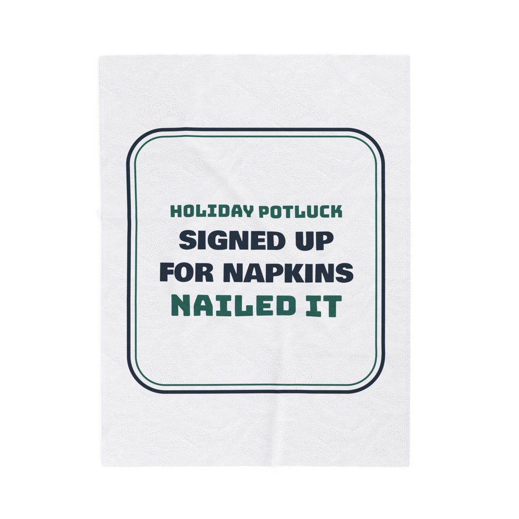 Funny Christmas Office Potluck Throw Blanket Signed Up For Napkins
