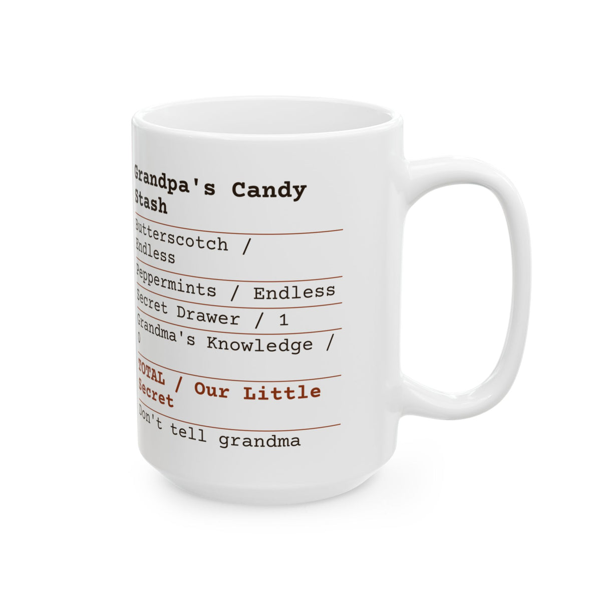 Funny Grandpa Candy Receipt Coffee Mug Secret For Grandpa