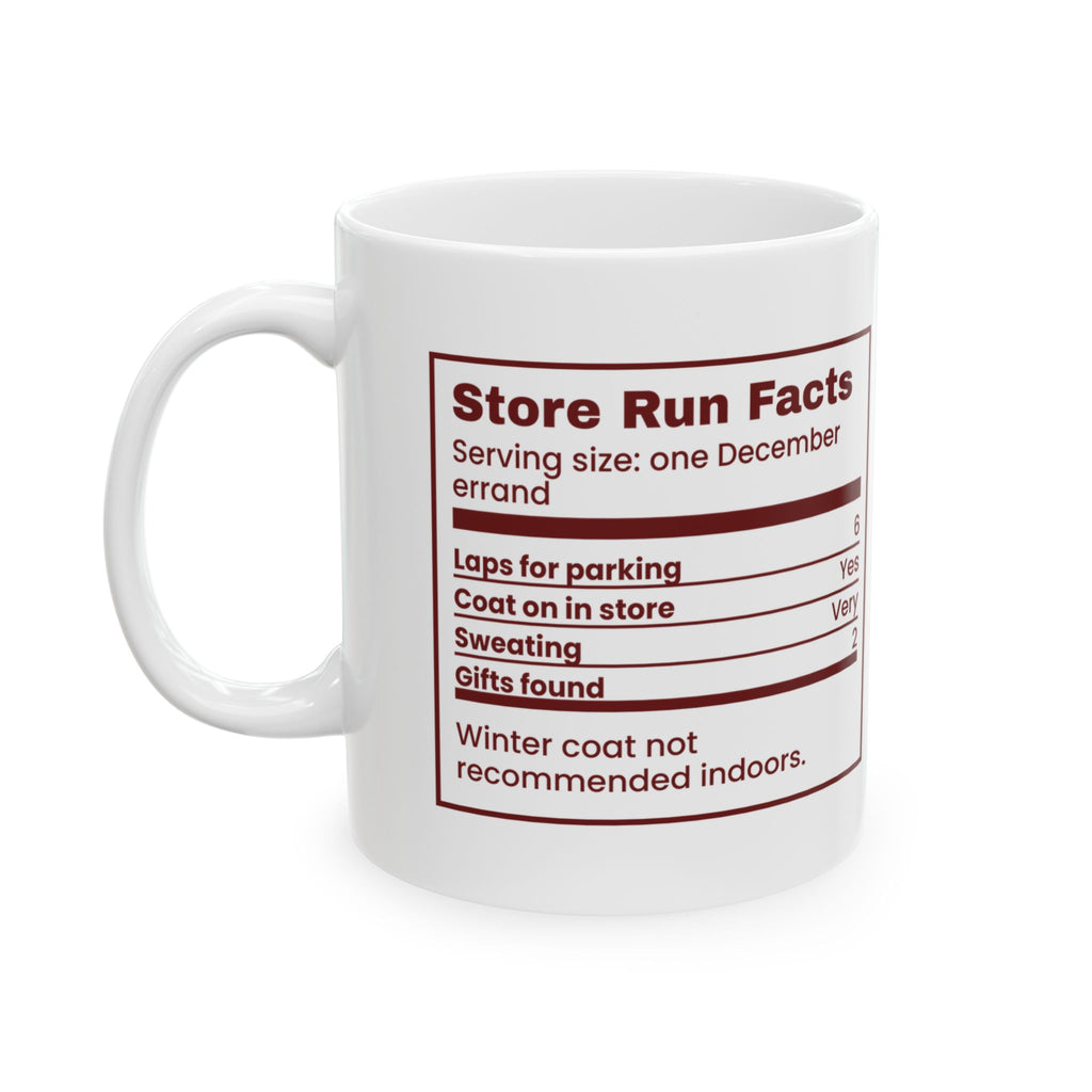 Funny Christmas Shopping Coffee Mug Store Run Facts Nutrition Label