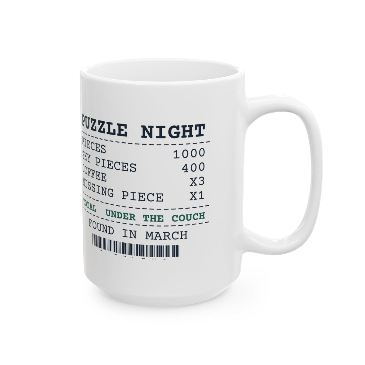Funny Jigsaw Puzzle Coffee Mug Missing Piece Under The Couch