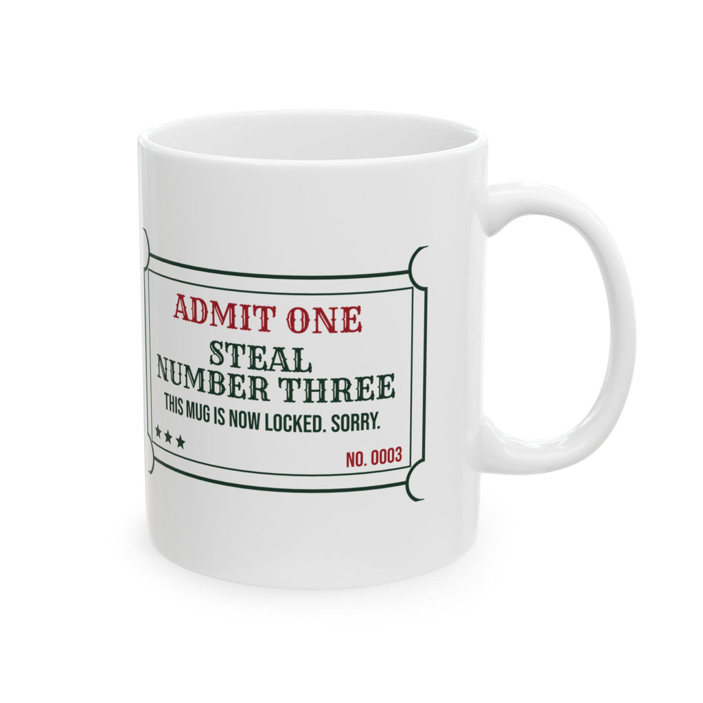 Funny White Elephant Coffee Mug Steal Number Three Ticket