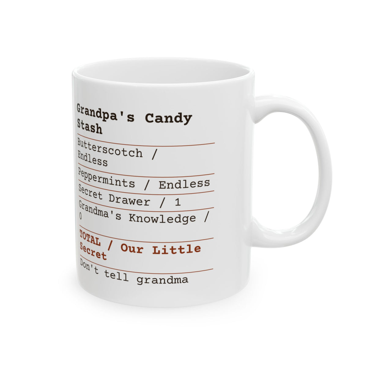 Funny Grandpa Candy Receipt Coffee Mug Secret For Grandpa