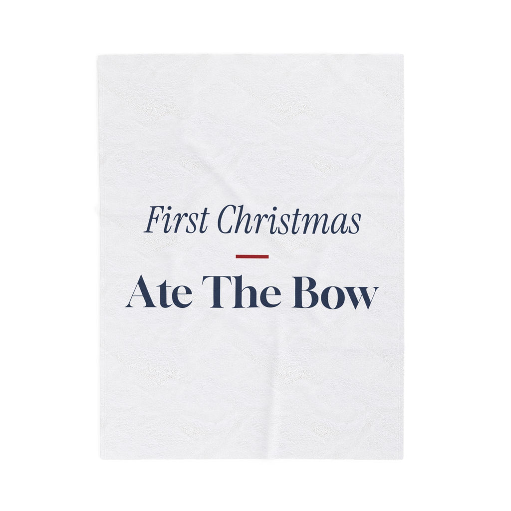 Funny Baby's First Christmas Throw Blanket Ate The Bow New Parents