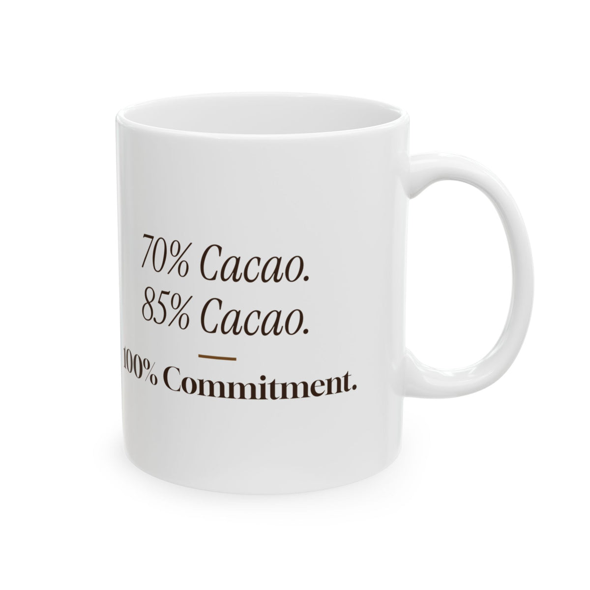 Funny Chocolate Coffee Mug 70 Percent Cacao 100 Percent Commitment