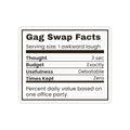 Funny White Elephant Sticker Gag Swap Facts Nutrition Label
