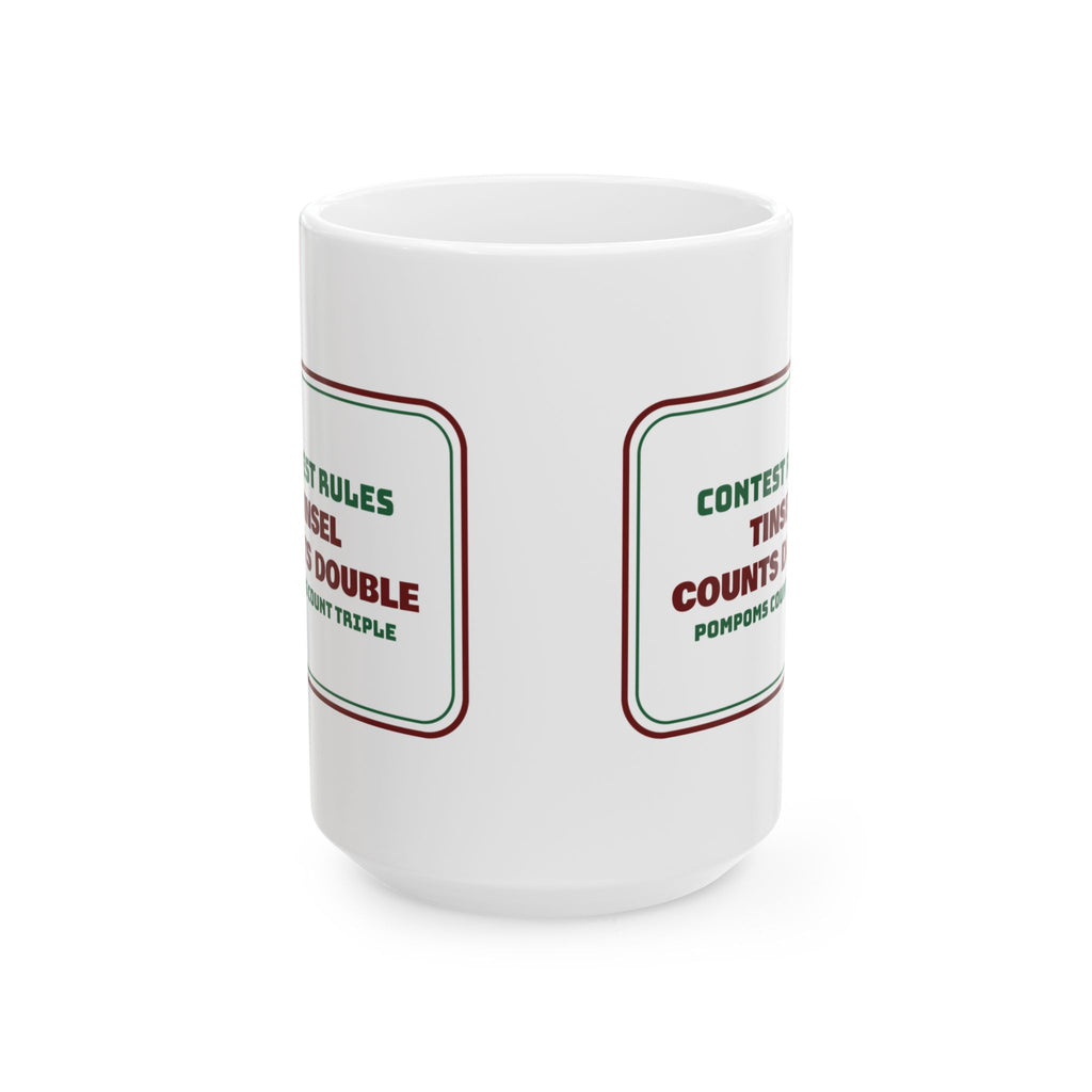 Funny Ugly Sweater Coffee Mug Tinsel Counts Double Contest Rules