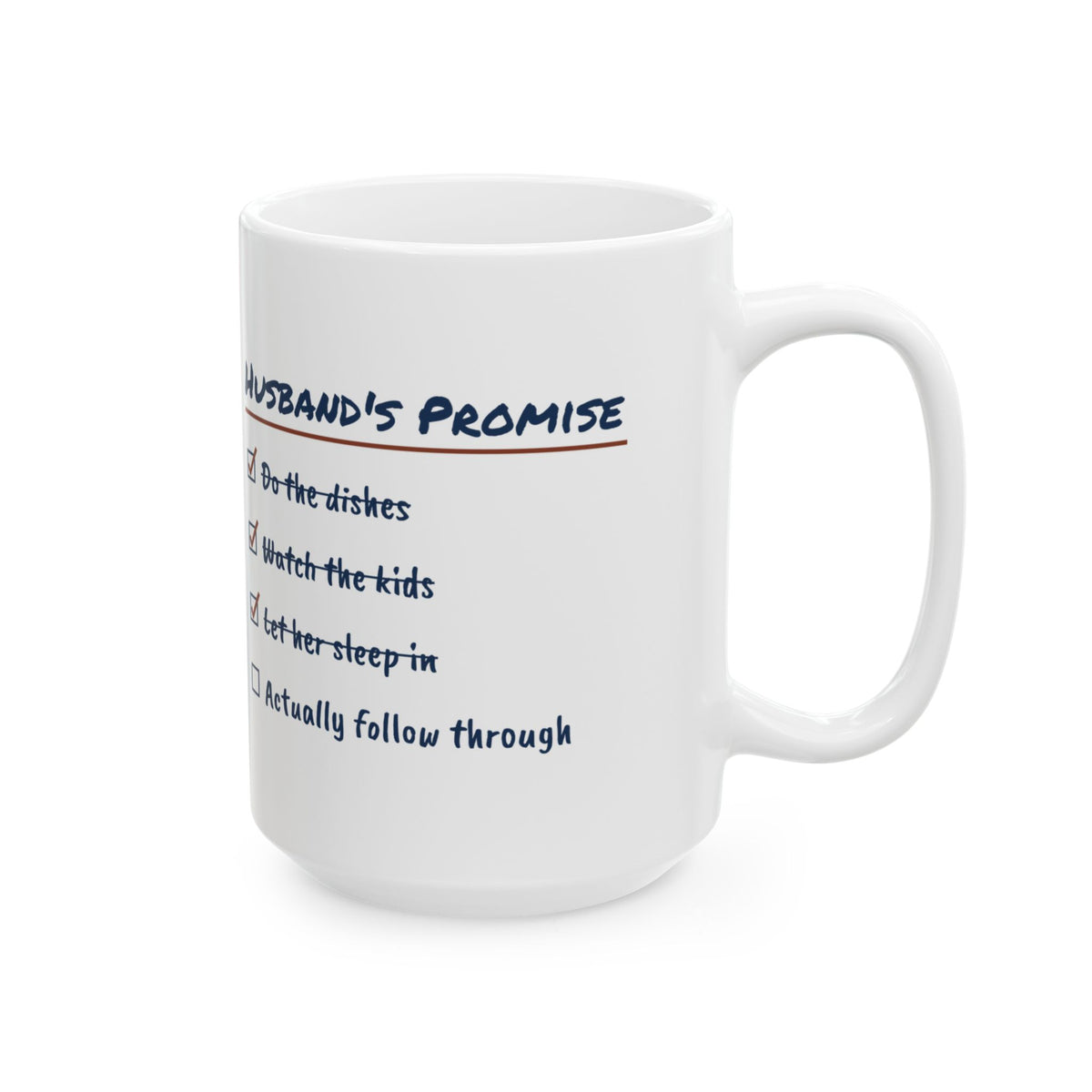 Funny Wife Coffee Mug Husbands Promise Checklist For Wife