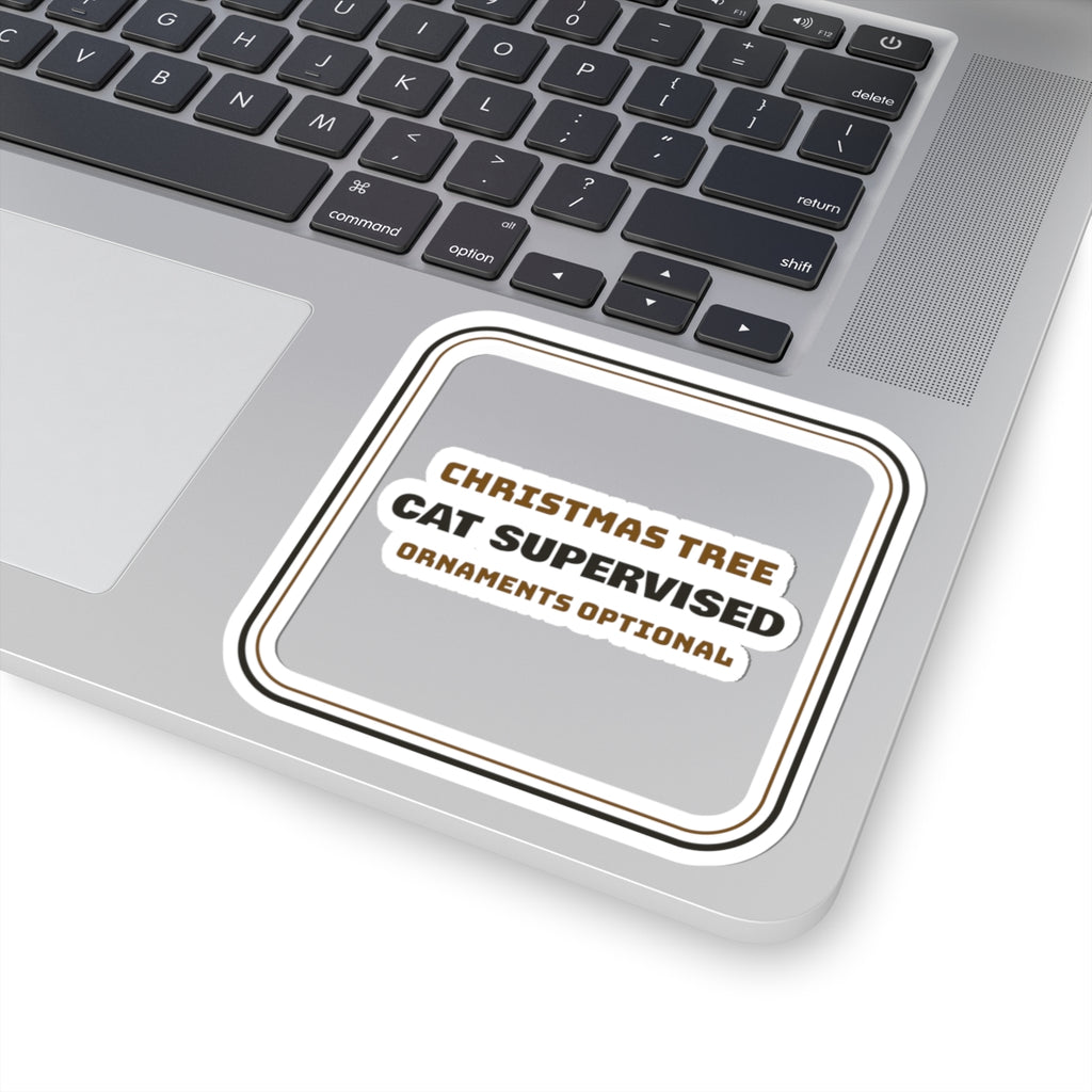 Funny Christmas Cat Sticker Cat Supervised Tree For Cat Lovers