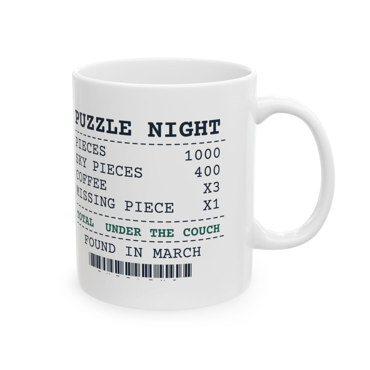 Funny Jigsaw Puzzle Coffee Mug Missing Piece Under The Couch