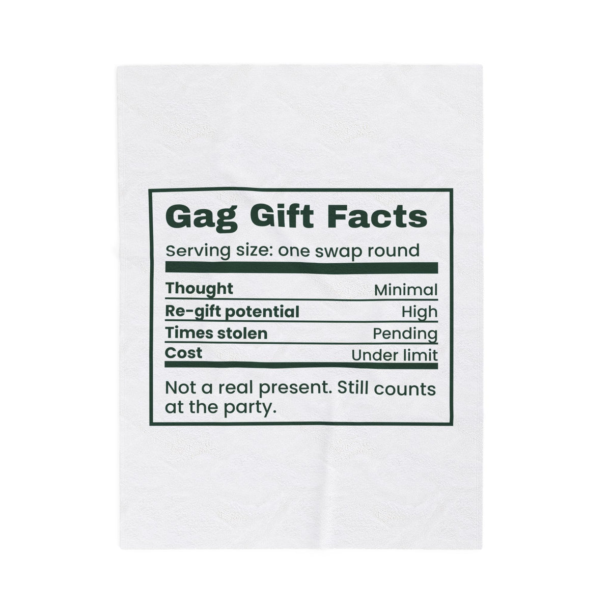 Funny White Elephant Throw Blanket Gag Gift Facts Label For Coworkers