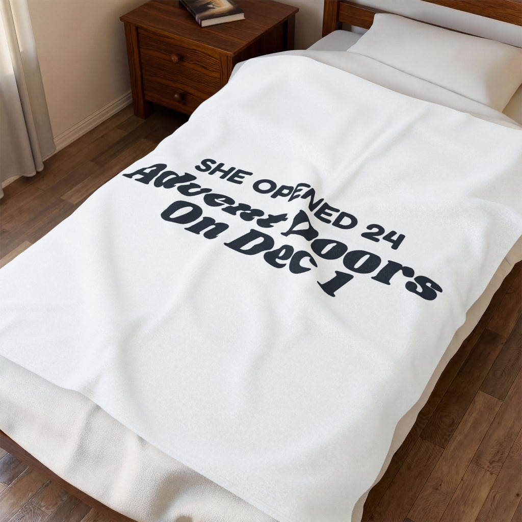 Funny Cat Christmas Throw Blanket She Opened 24 Advent Doors On Dec 1