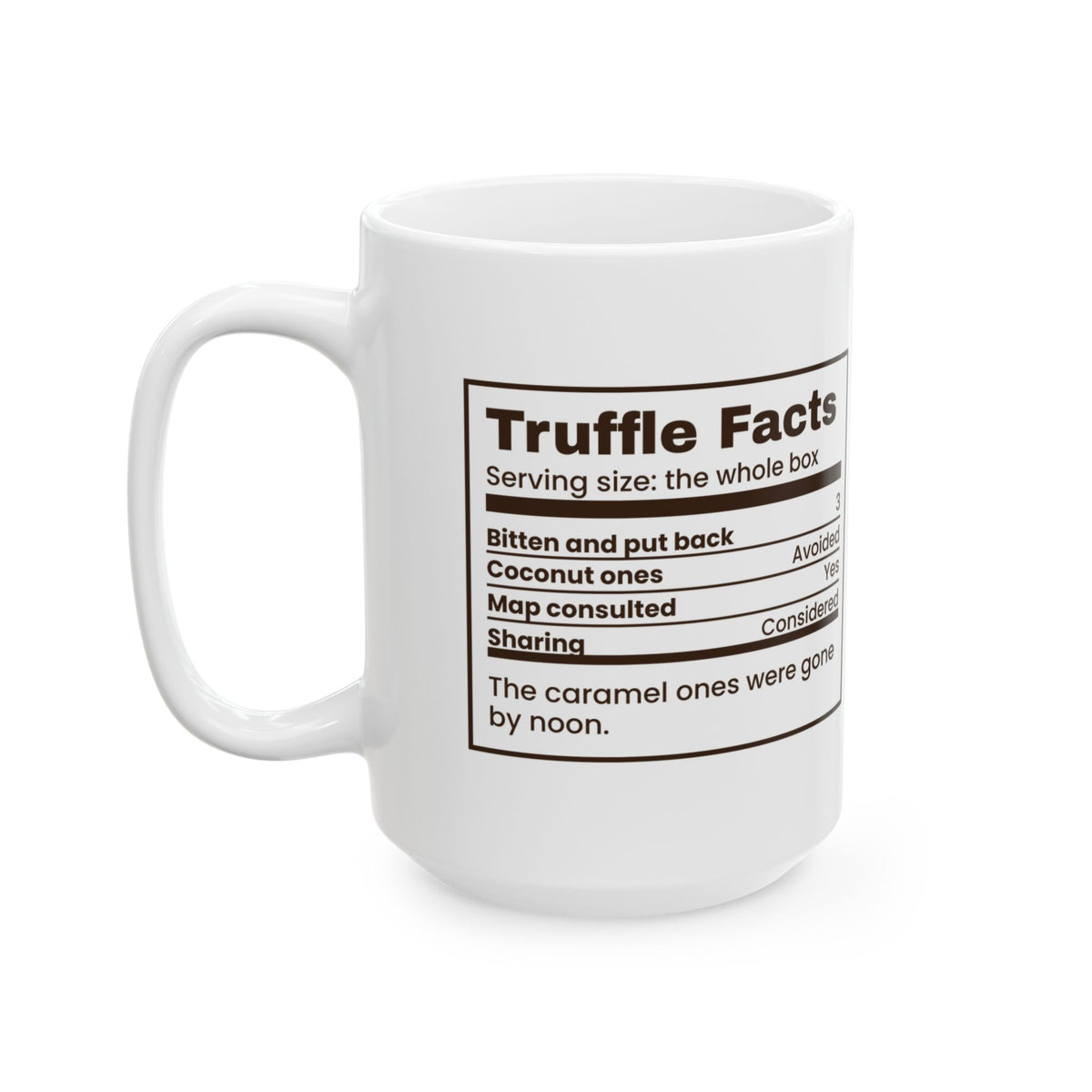 Funny Chocolate Coffee Mug Truffle Facts Bitten And Put Back