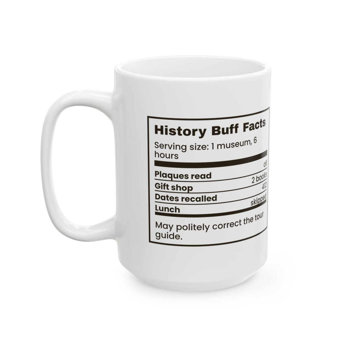 Funny History Buff Coffee Mug History Buff Facts Dates Recalled 412
