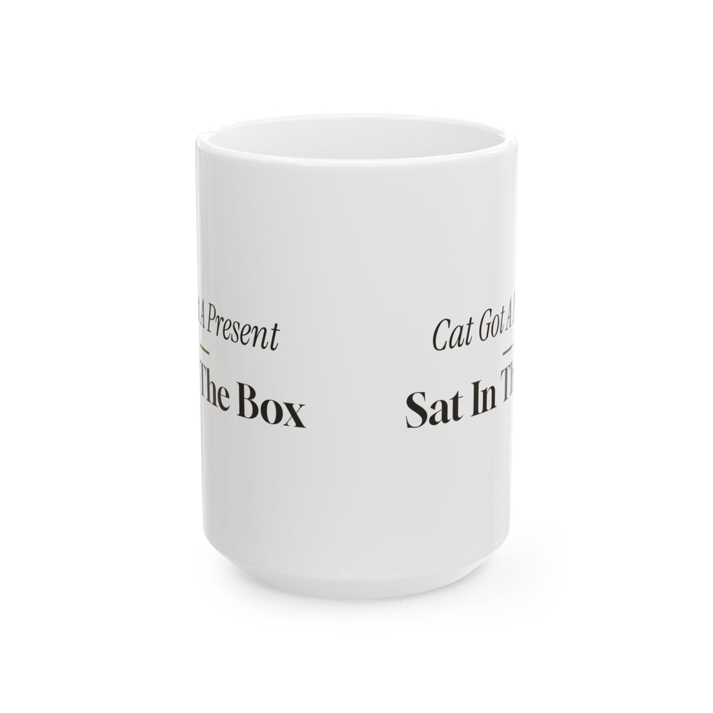 Funny Christmas Cat Coffee Mug The Cat Sat In The Box Instead