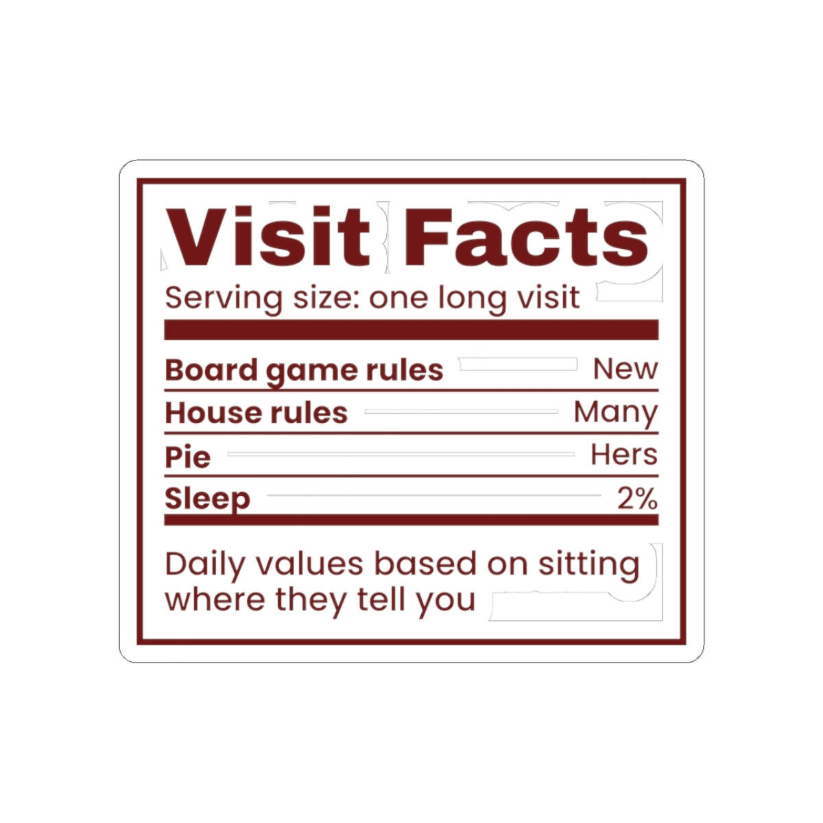Funny Christmas Sticker Visit Facts House Rules Many For In-Laws