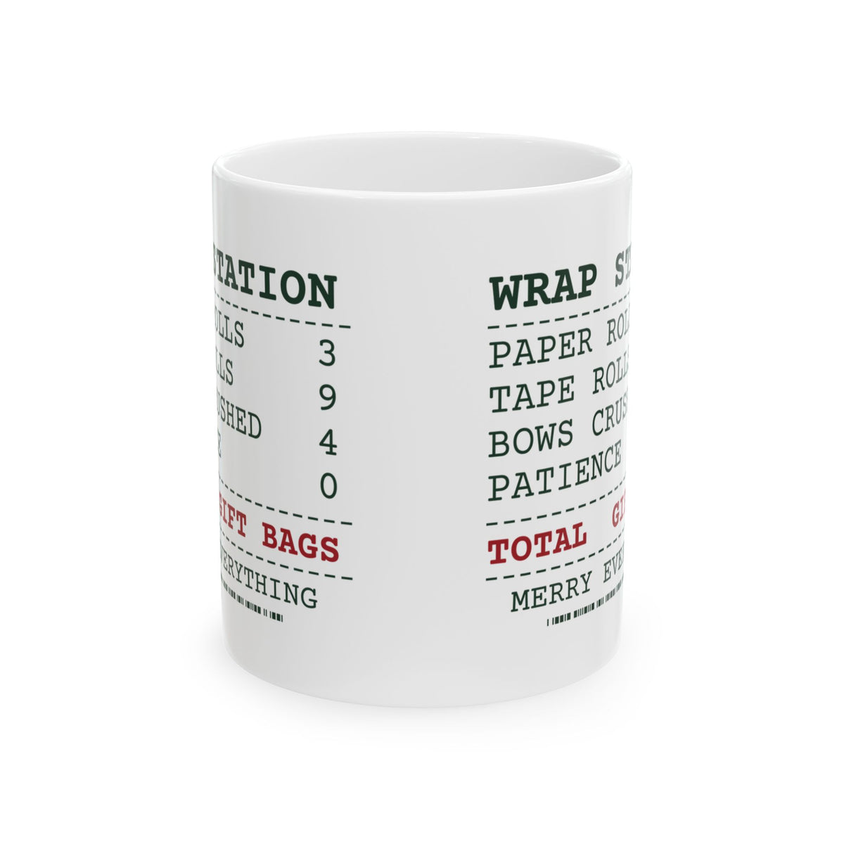 Funny Christmas Wrapping Coffee Mug Wrap Station Receipt