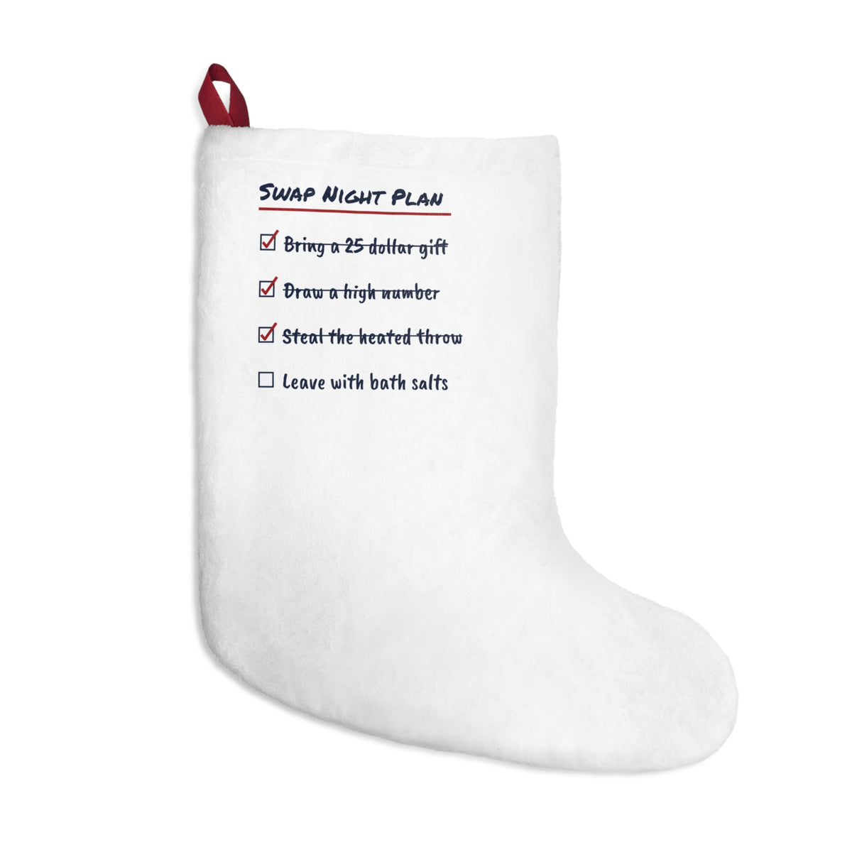 Funny White Elephant Christmas Stocking Swap Night Plan Checklist