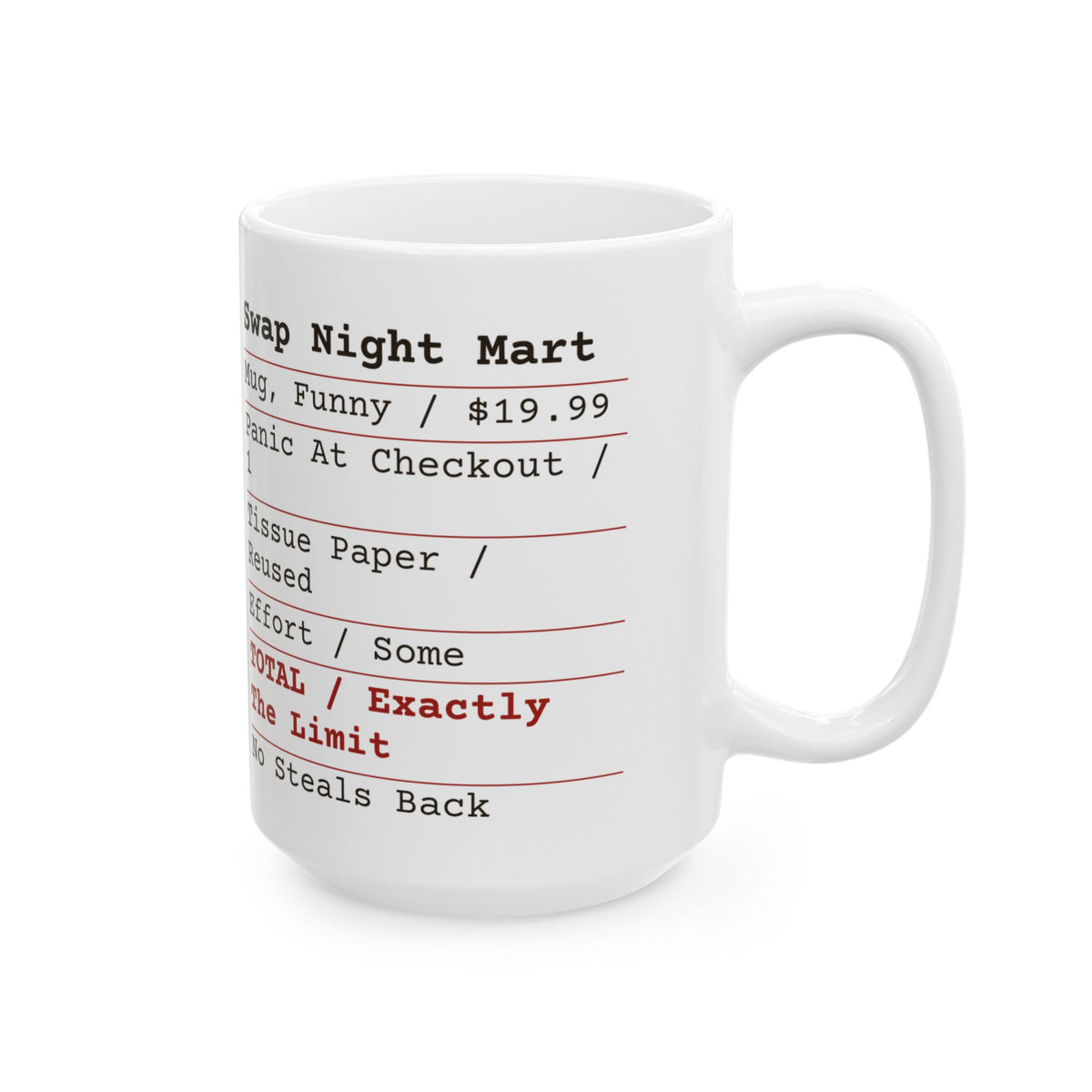 Funny White Elephant Coffee Mug Swap Night Receipt For Coworkers