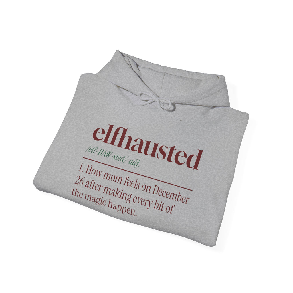 Funny Christmas Mom Hoodie Elfhausted Dictionary Definition