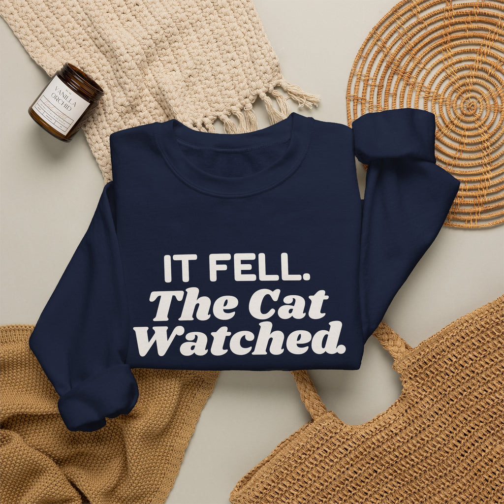 Funny Christmas Cat Sweatshirt It Fell The Cat Watched