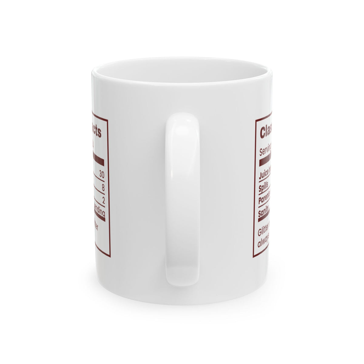 Funny Christmas Teacher Coffee Mug Class Party Facts Nutrition Label