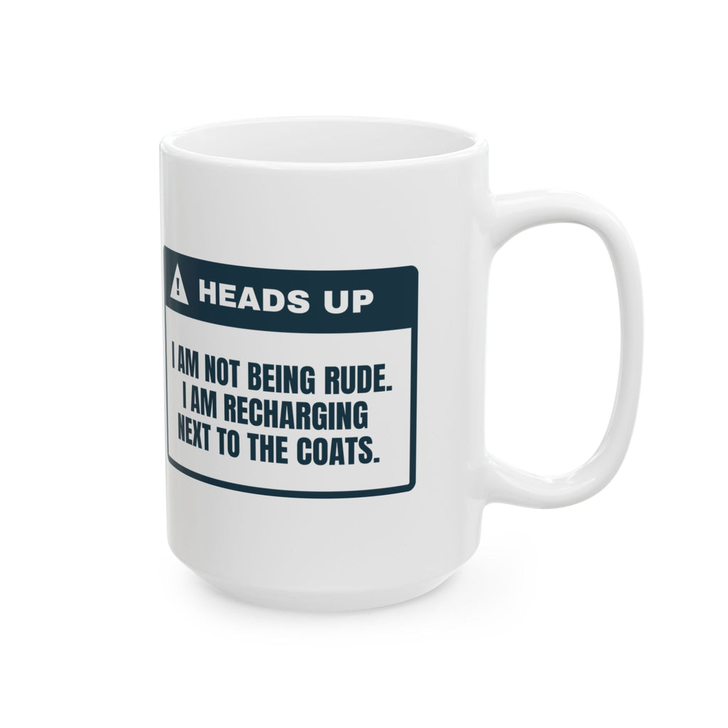 Funny Introvert Holiday Party Coffee Mug Recharging Next To The Coats