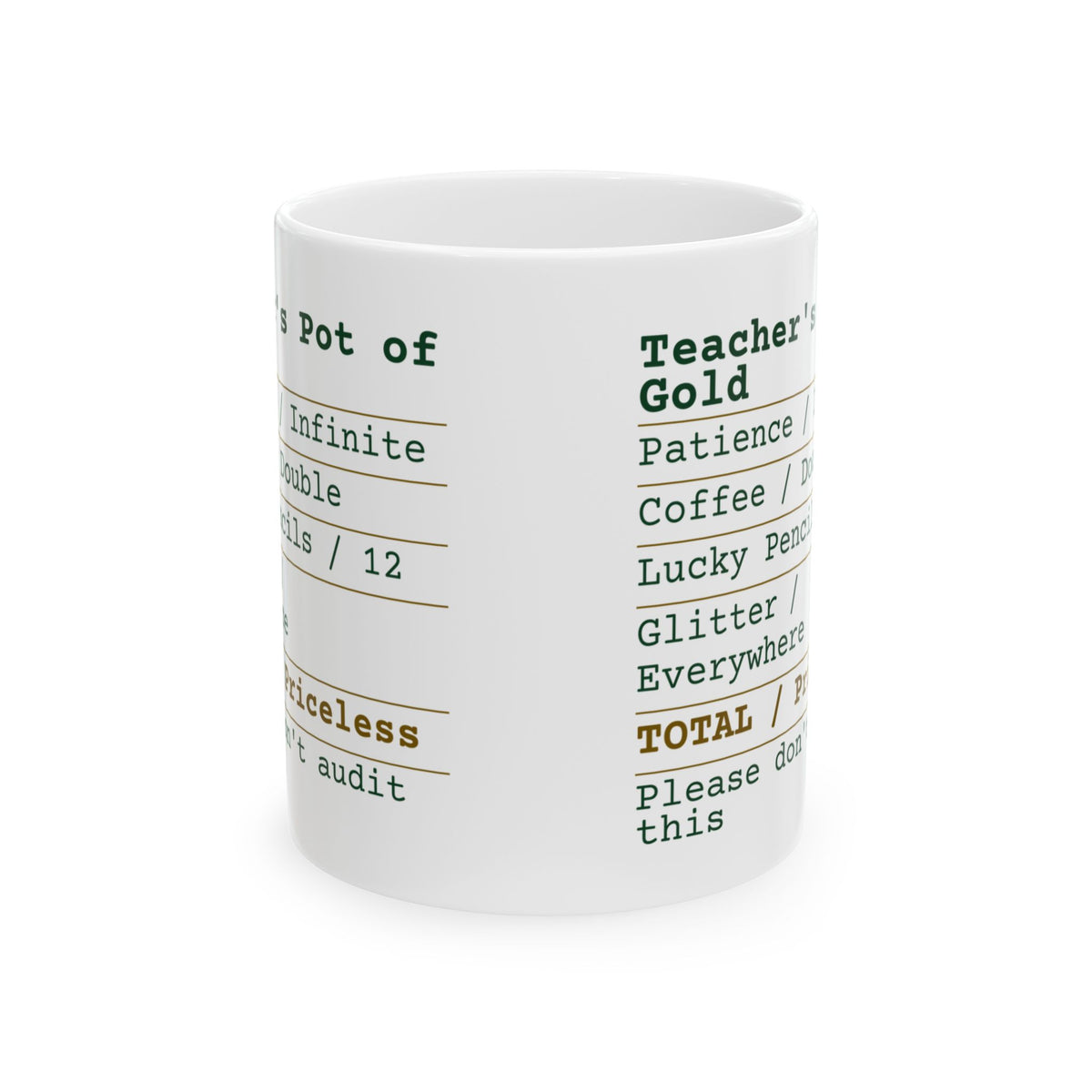 Teacher's Pot Of Gold Receipt Mug Appreciation