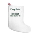 Christmas Stocking Fuzzy Socks Hot Cocoa Tree Lights On Cozy