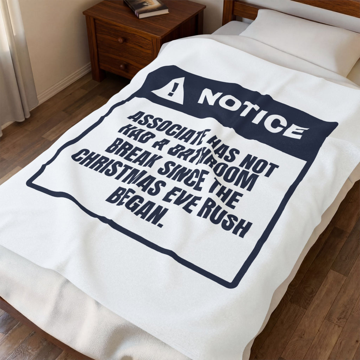 Funny Retail Christmas Throw Blanket Bathroom Break Before The Rush