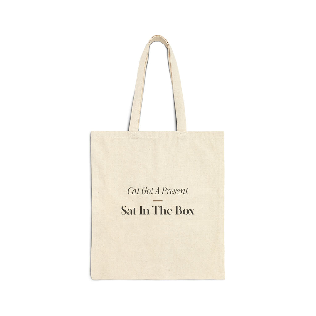 Funny Christmas Cat Tote Bag The Cat Sat In The Box Instead