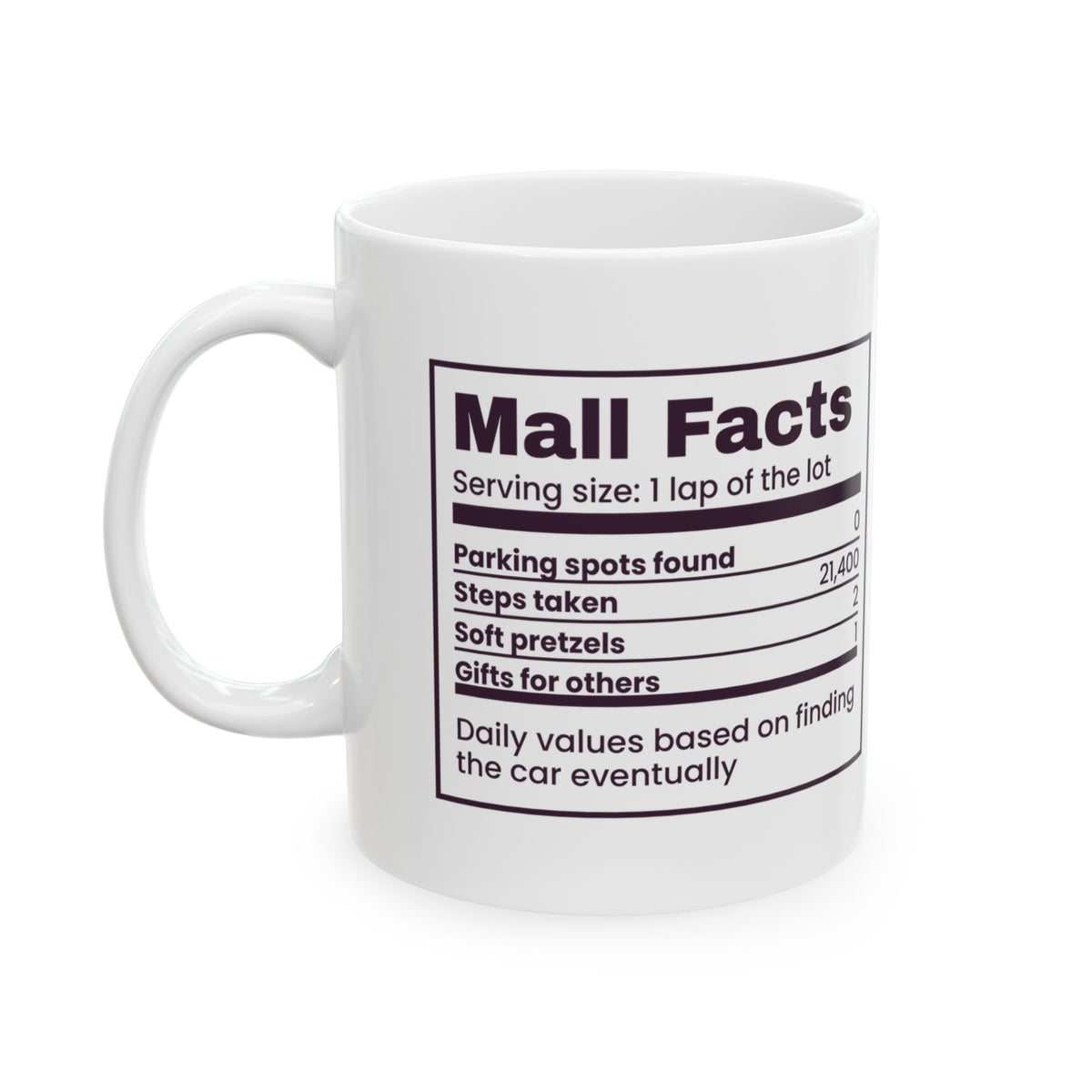 Funny Christmas Coffee Mug Mall Facts Parking Spots Found Zero